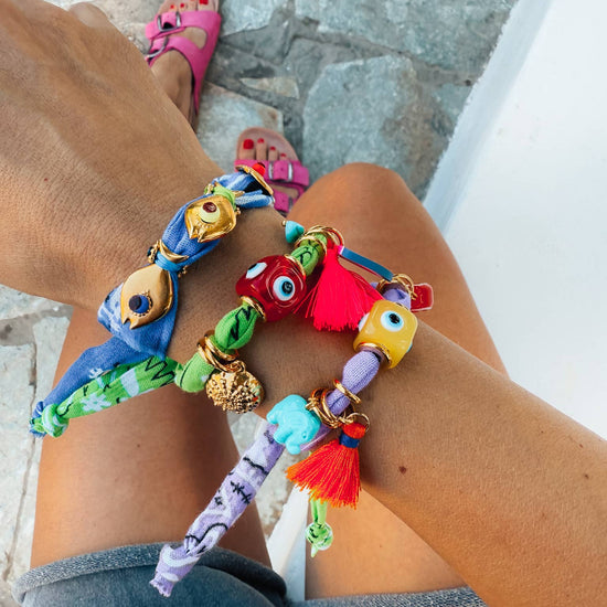 Goupi Goupi - Ocean Vibes Bandana scarf Bracelets with eyes: Lilac