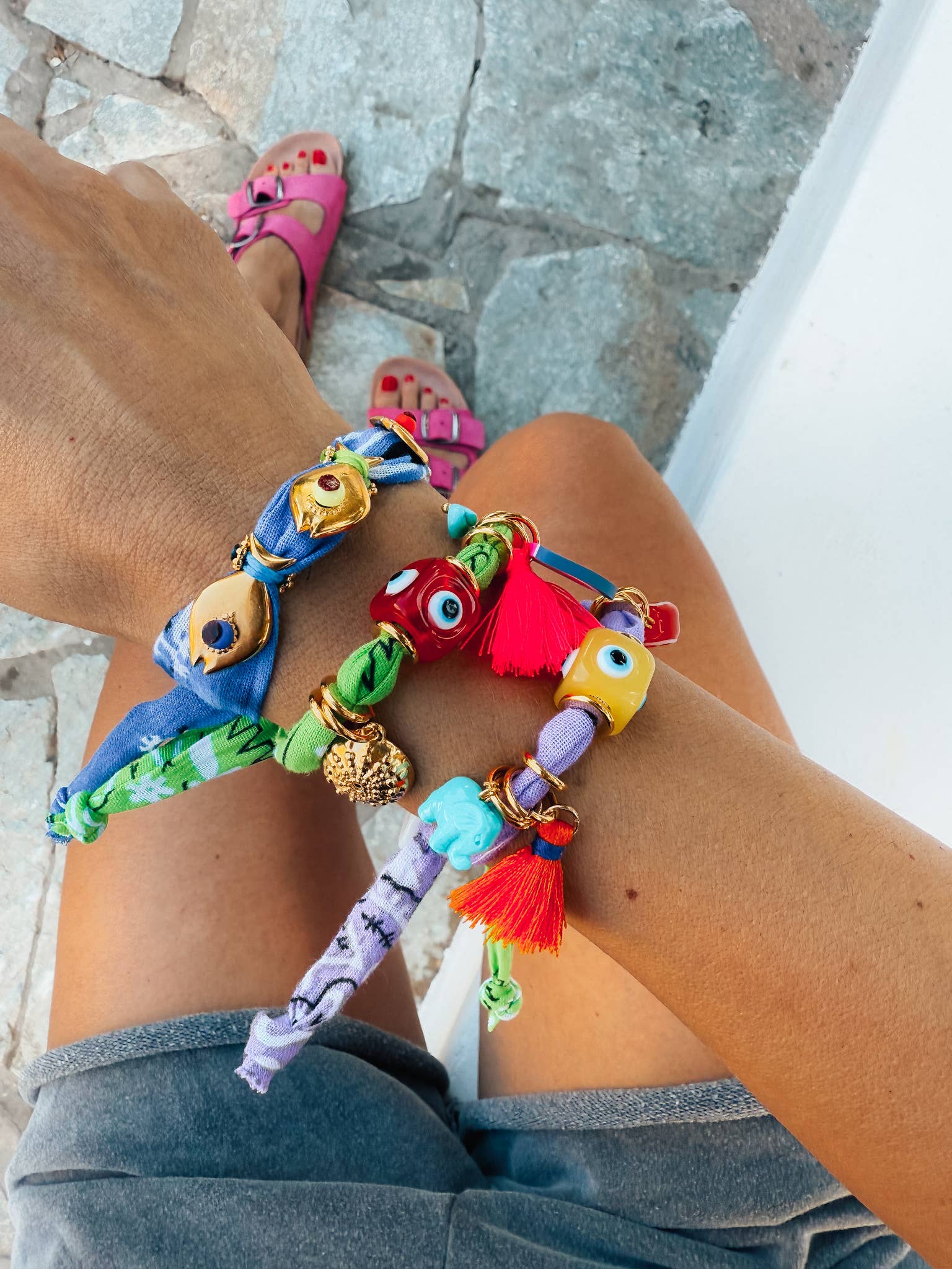 Goupi Goupi - Ocean Vibes Bandana scarf Bracelets with eyes: Lilac