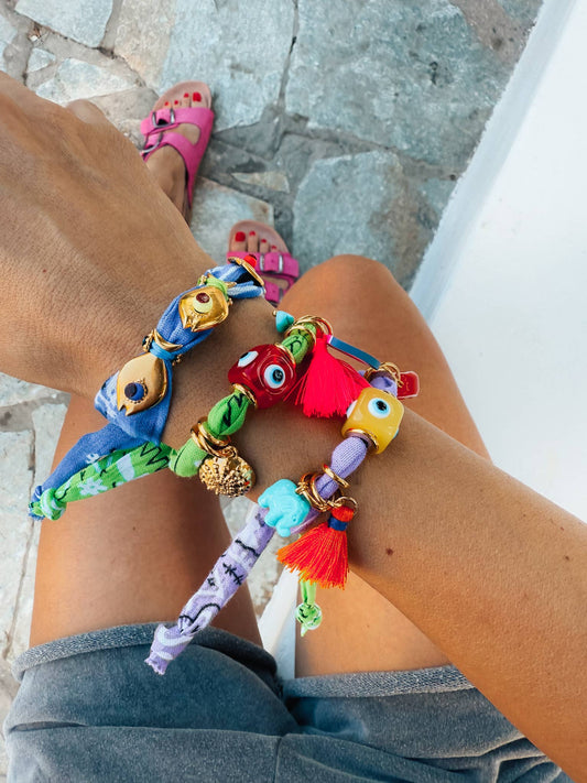 Goupi Goupi - Ocean Vibes Bandana scarf Bracelets with eyes: Lilac