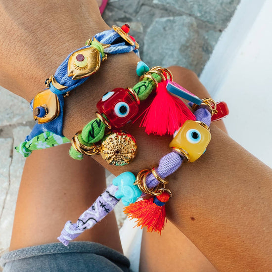 Goupi Goupi - Ocean Vibes Bandana scarf Bracelets with eyes: Lilac