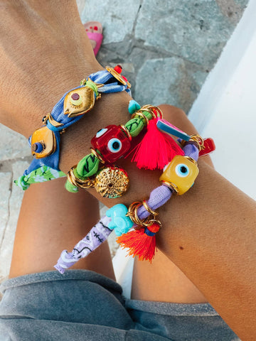 Goupi Goupi - Ocean Vibes Bandana scarf Bracelets with eyes: Lilac