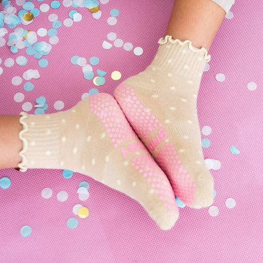 Grippy GRIPPY Dotty Grippy Socks: Beige / S/M - Up to size 8 women's AU