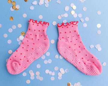 Grippy GRIPPY Dotty Grippy Socks: Pink + Red / M/L - Size 8.5 to 10 women's AU