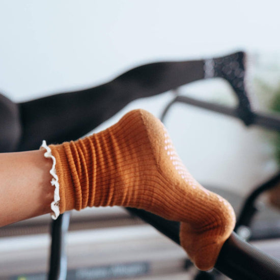 Grippy GRIPPY Frill Crew Grippy Socks: Rust / XS - Size 5 to 6 women's AU sizing