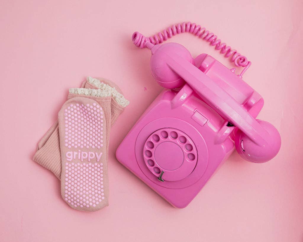 Grippy GRIPPY Frill Crew Grippy Socks: Rust / XS - Size 5 to 6 women's AU sizing