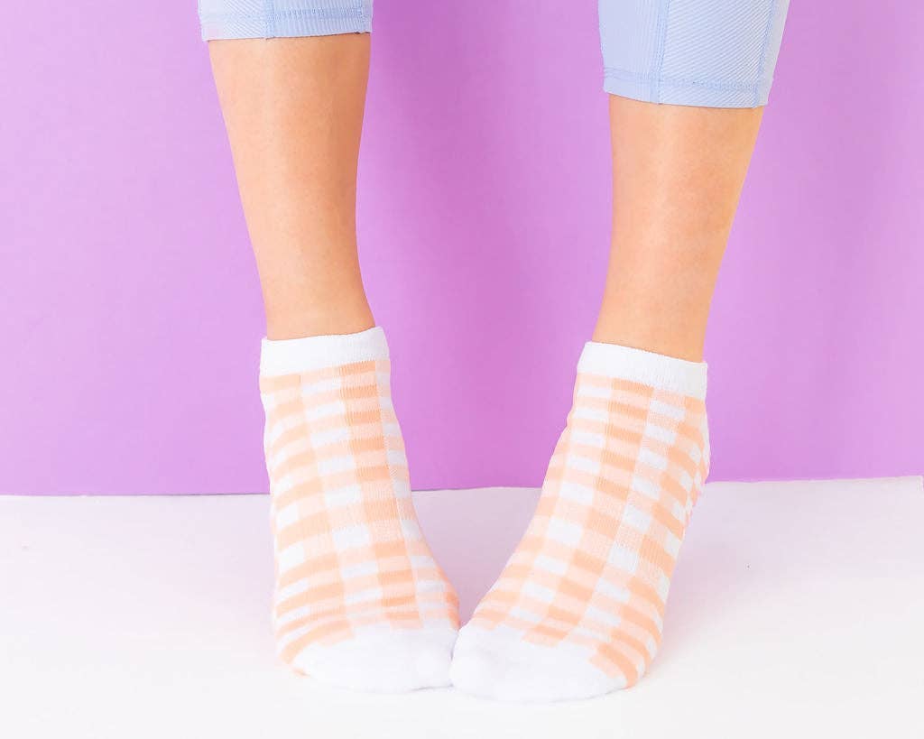 Grippy GRIPPY Gingham Ankle Grippy Socks: Green / M/L - Size 8.5 to 10 women's AU sizing