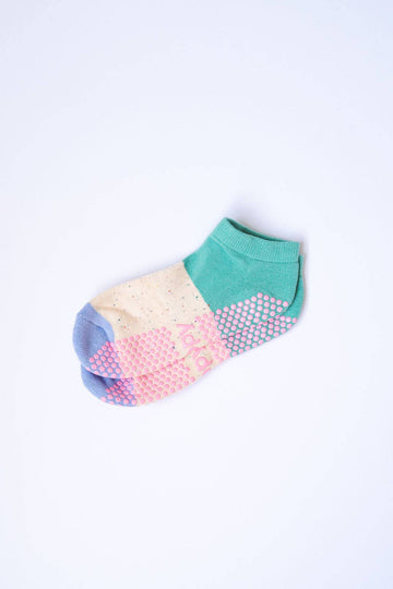Grippy GRIPPY Neapolitan Ankle Grippy Socks: Green + Purple / M/L - Size 8.5 to 10 women's AU sizing