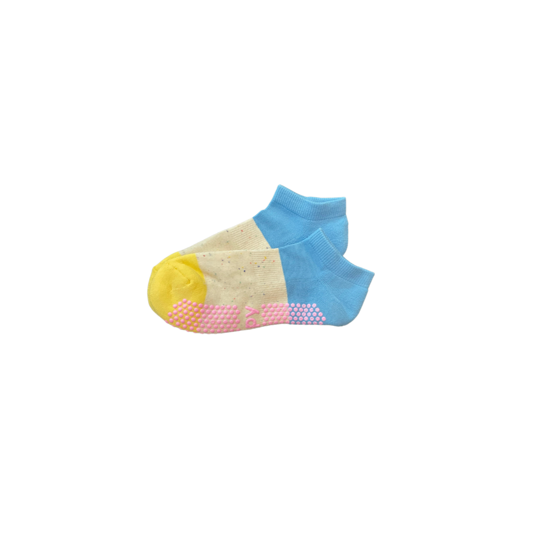 Grippy GRIPPY Neapolitan Ankle Grippy Socks: Mustard + Pink / S/M - Up to size 8 women's AU sizing
