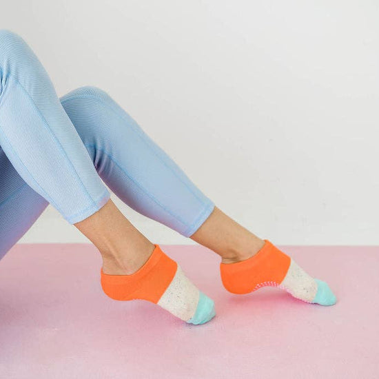 Grippy GRIPPY Neapolitan Ankle Grippy Socks: Mustard + Pink / S/M - Up to size 8 women's AU sizing