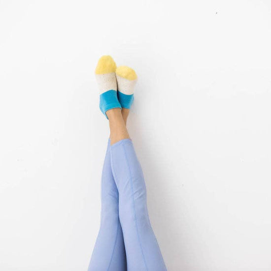 Grippy GRIPPY Neapolitan Ankle Grippy Socks: Mustard + Pink / S/M - Up to size 8 women's AU sizing