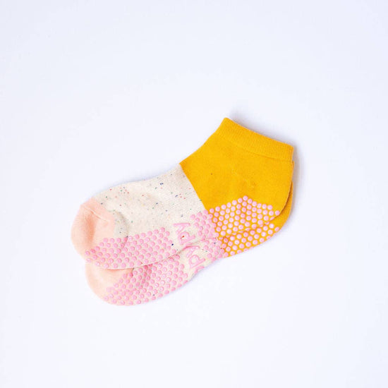 Grippy GRIPPY Neapolitan Ankle Grippy Socks: Mustard + Pink / S/M - Up to size 8 women's AU sizing