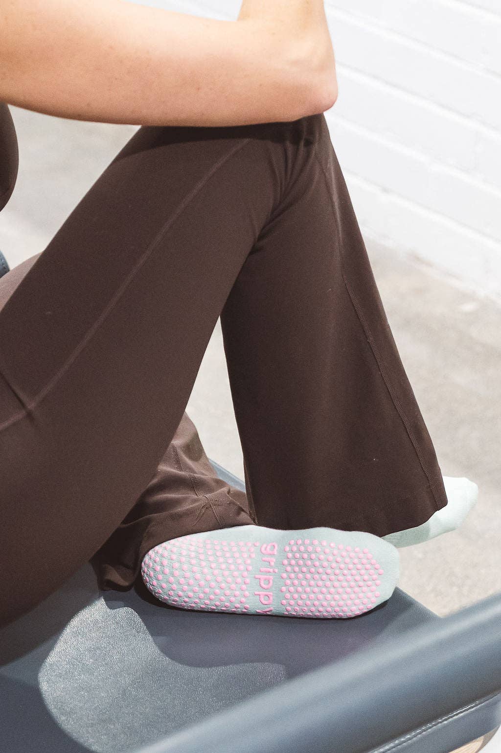 Grippy GRIPPY Pastel Ankle Frill Grippy Socks: Blue + Pink Frill / M/L - Size 8.5 to 10 women's AU