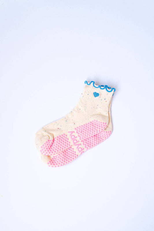 Grippy GRIPPY Pastel Ankle Frill Grippy Socks: Confetti + Blue / M/L - Size 8.5 to 10 women's AU