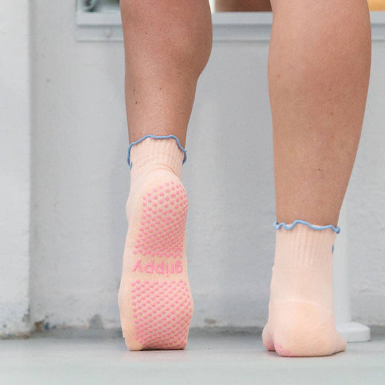 Grippy GRIPPY Pastel Ankle Frill Grippy Socks: Confetti + Blue / S/M - Up to size 8 women's AU