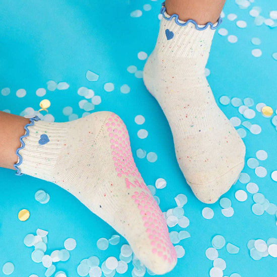 Grippy GRIPPY Pastel Ankle Frill Grippy Socks: Lemon + Green Frill / M/L - Size 8.5 to 10 women's AU