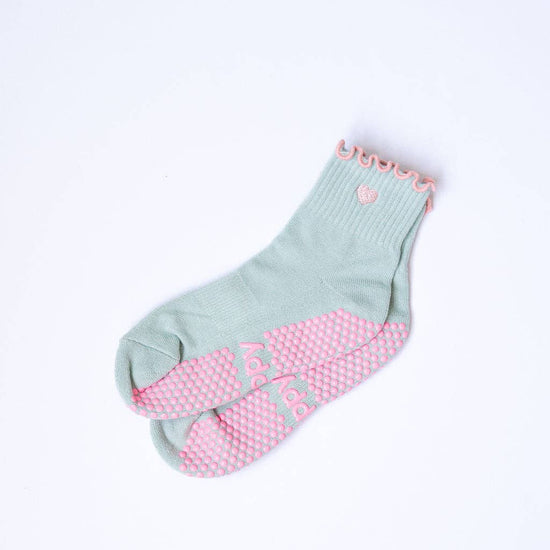 Grippy GRIPPY Pastel Ankle Frill Grippy Socks: Pink + Yellow Frill / M/L - Size 8.5 to 10 women's AU