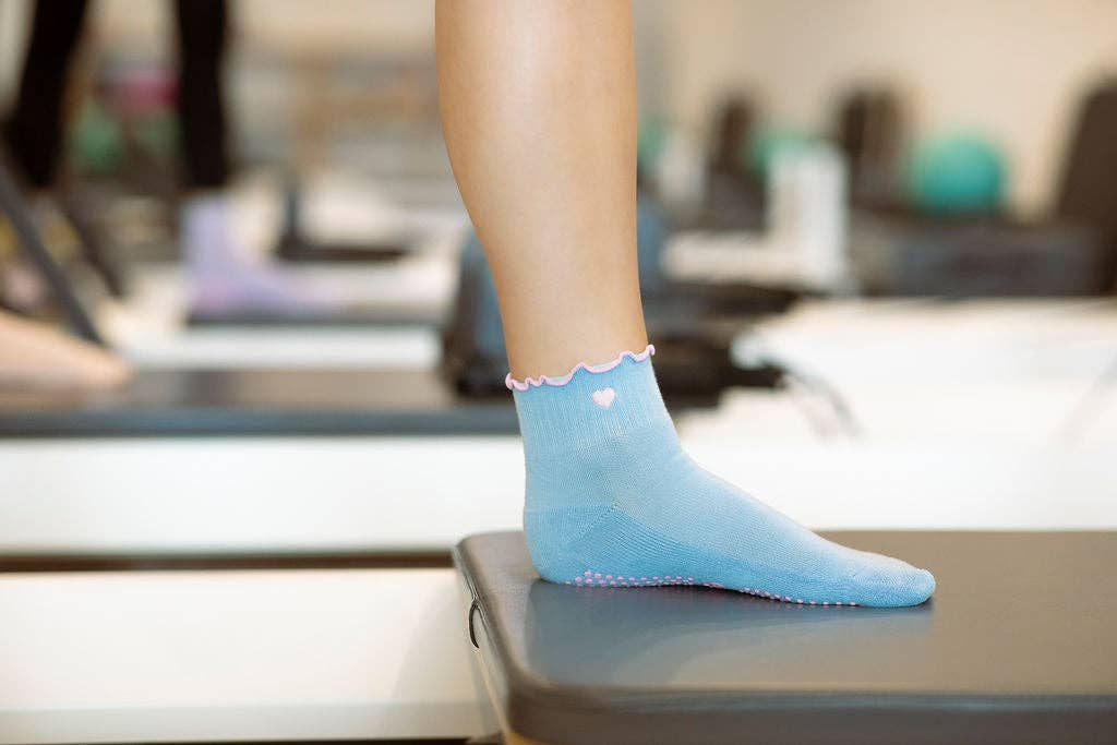 Grippy GRIPPY Pastel Ankle Frill Grippy Socks: Pink + Yellow Frill / M/L - Size 8.5 to 10 women's AU