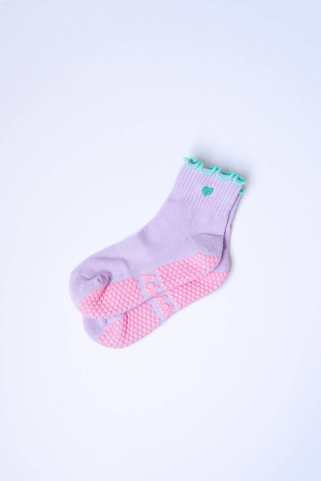 Grippy GRIPPY Pastel Ankle Frill Grippy Socks: Pink + Yellow Frill / S/M - Up to size 8 women's AU