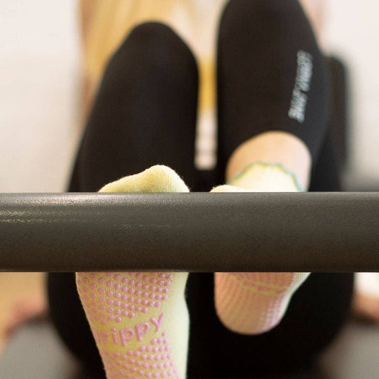 Grippy GRIPPY Pastel Ankle Frill Grippy Socks: Sage + Pink Frill / M/L - Size 8.5 to 10 women's AU