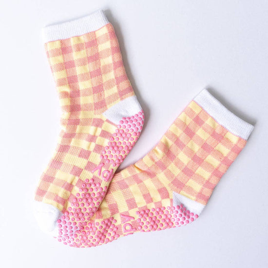 Grippy GRIPPY Rainbow Gingham Grippy Socks: Blue + Pink / S/M - Up to size 8 women's AU sizing