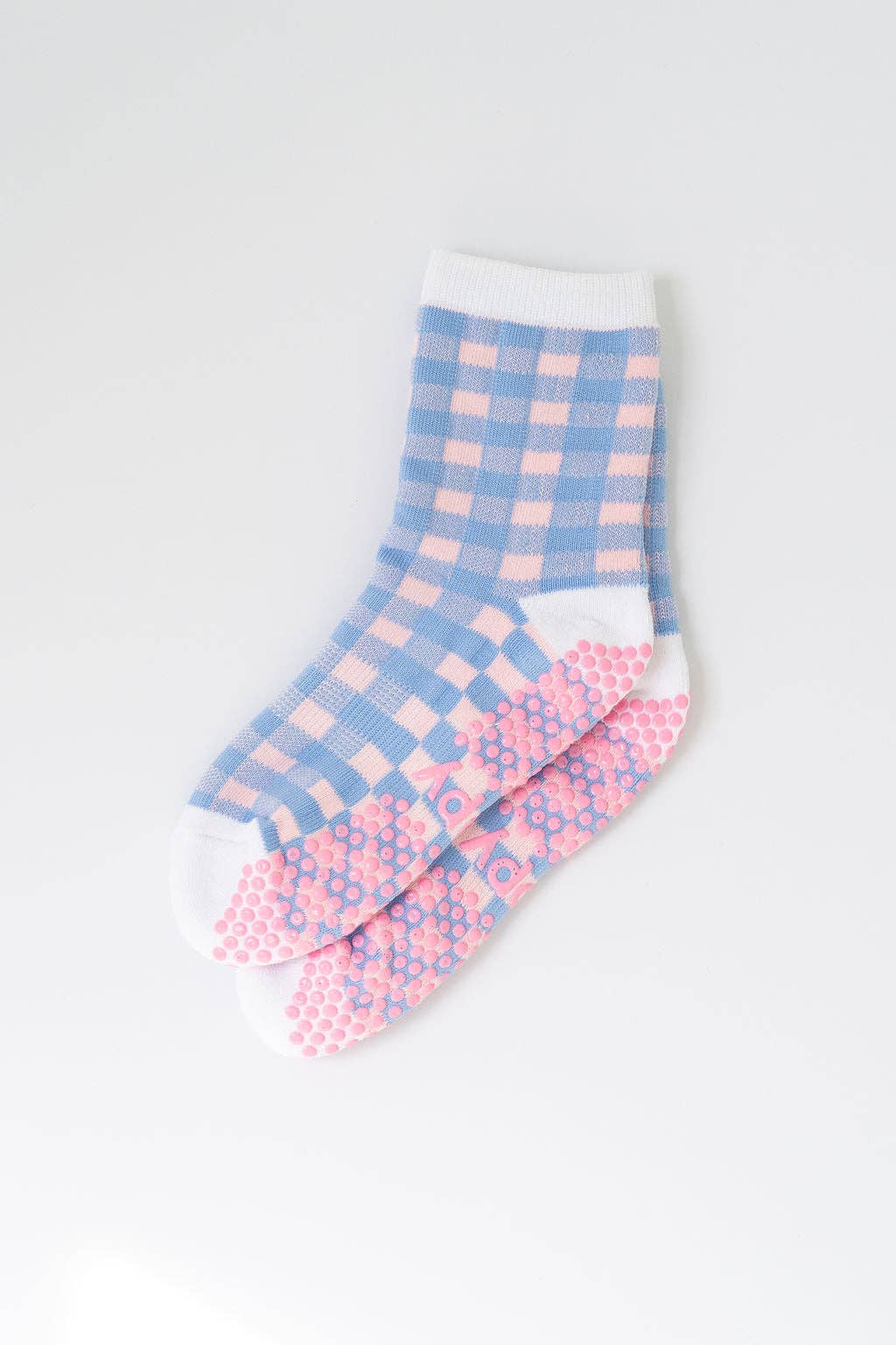 Grippy GRIPPY Rainbow Gingham Grippy Socks: Peach + Purple / M/L - Size 8.5 to 10.5 women's AU sizing