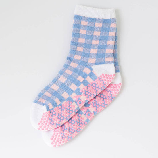 Grippy GRIPPY Rainbow Gingham Grippy Socks: Peach + Purple / S/M - Up to size 8 women's AU sizing