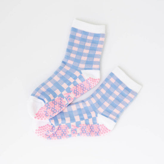 Grippy GRIPPY Rainbow Gingham Grippy Socks: Pink + Yellow / S/M - Up to size 8 women's AU sizing