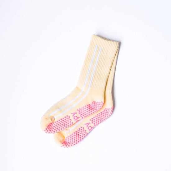 Grippy GRIPPY Sidestripe Crew Grippy Socks: Pink / M/L - Size 8.5 to 10.5 women's AU sizing