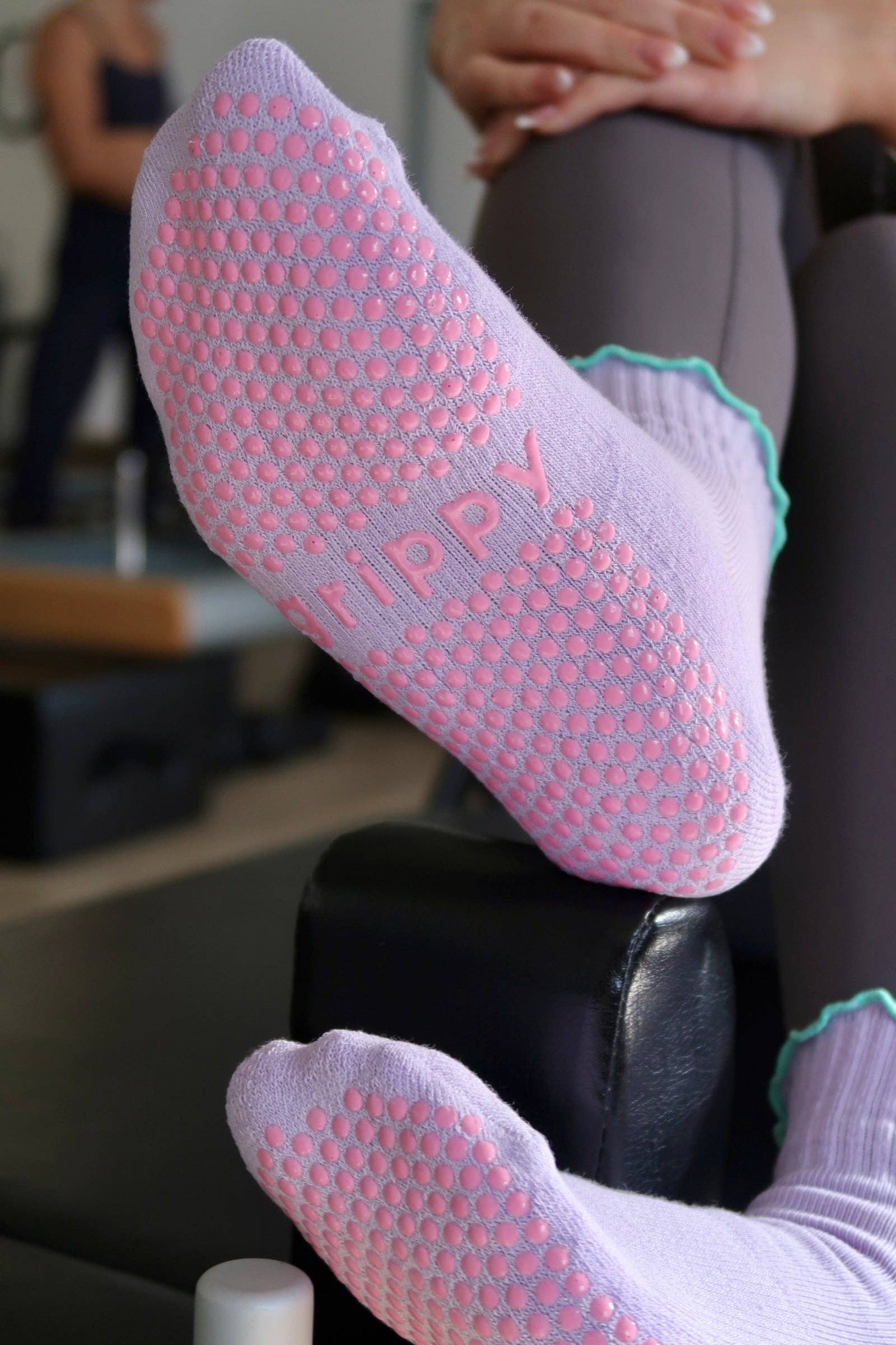 Grippy Grippy - Ankle Frill: Blue + Pink Frill / S/M - Up to size 8 women's AU