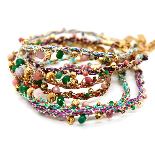 LIZOU LIZOU - Braids and Beads Pastel Bracelet - B4-030: Purple