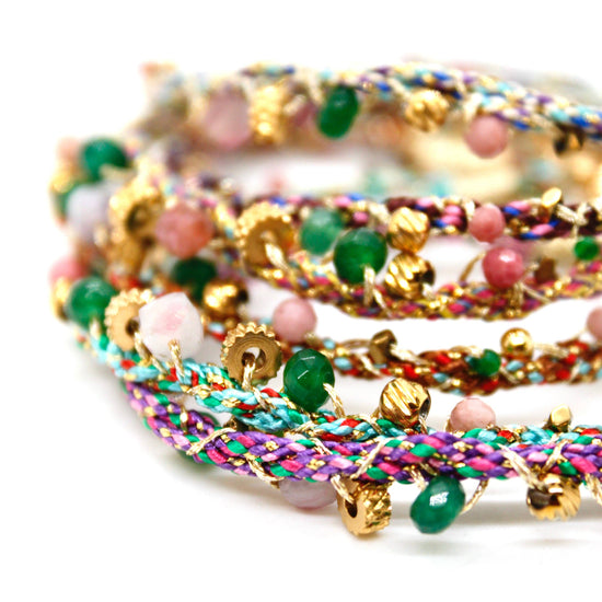 LIZOU LIZOU - Braids and Beads Pastel Bracelet - B4-030: Purple
