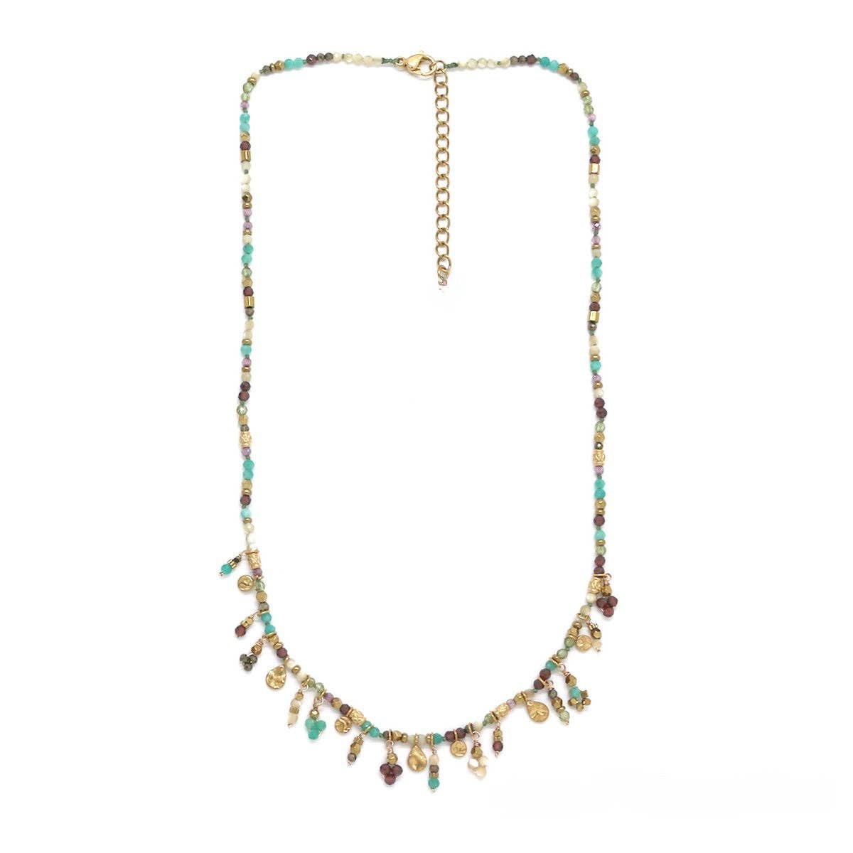 LIZOU LIZOU - Mini Delicate Mixed Stone with Charms Necklace - N2-2714H