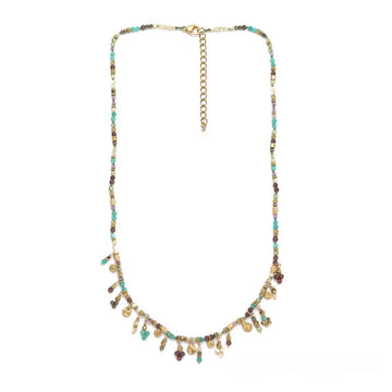 LIZOU LIZOU - Mini Delicate Mixed Stone with Charms Necklace - N2-2714H