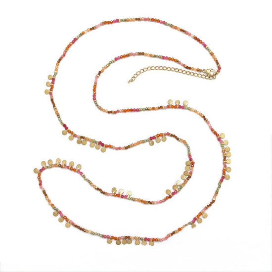 LIZOU LIZOU - Museum Style Semi Precious Stone Necklace with 24K Gold Plate Mini Charms - N2-2737