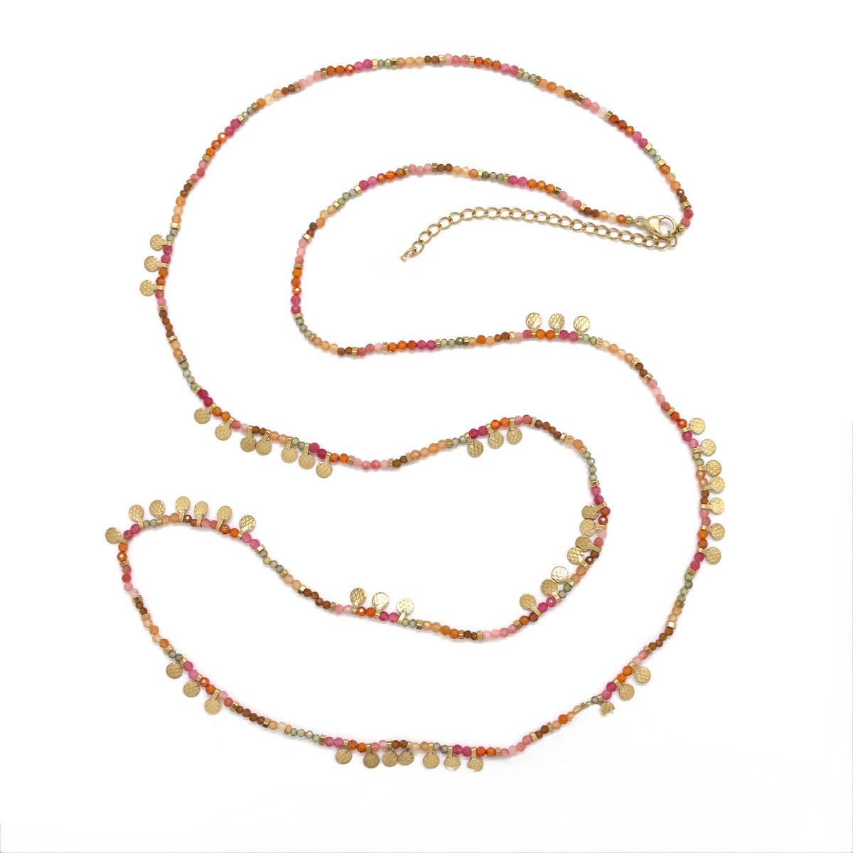 LIZOU LIZOU - Museum Style Semi Precious Stone Necklace with 24K Gold Plate Mini Charms - N2-2737
