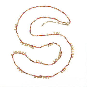 LIZOU LIZOU - Museum Style Semi Precious Stone Necklace with 24K Gold Plate Mini Charms - N2-2737