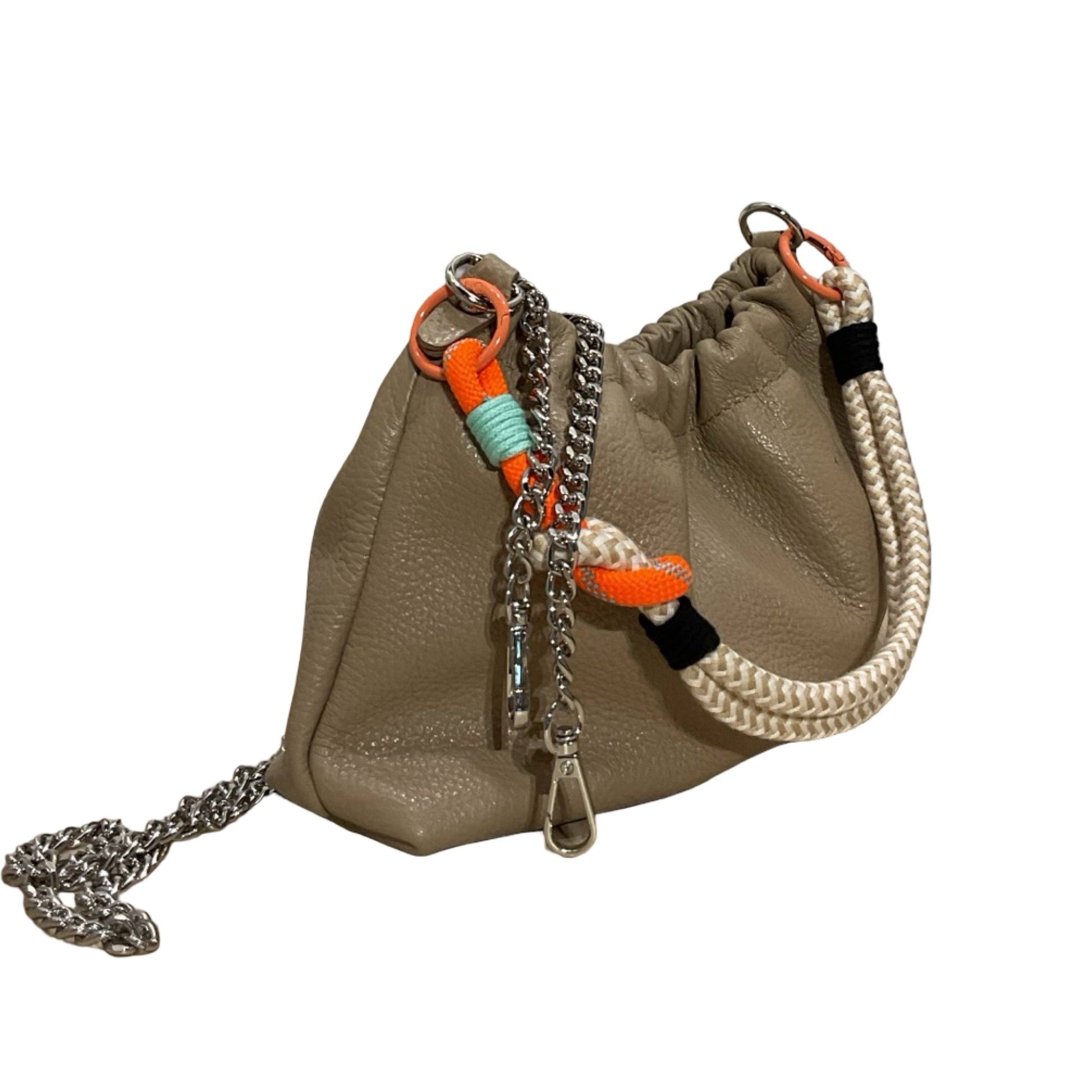 Louisa lee Louisa lee - GRAINED LEATHER SHOULDER BAG PLISSA: MOLE