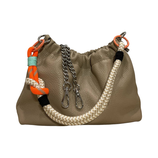 Louisa lee Louisa lee - GRAINED LEATHER SHOULDER BAG PLISSA: MOLE