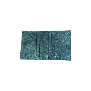 Louisa lee Louisa lee - IRIDESCENT LEATHER CARD HOLDER 6CC: TURQUOISE