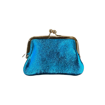 Louisa lee Louisa lee - IRIDESCENT LEATHER CARD WALLET SMALL: TURQUOISE