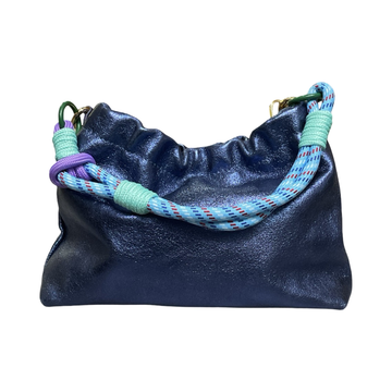 Louisa lee Louisa lee - IRIDESCENT PLEATED LEATHER SHOULDER BAG: BLEU ROY