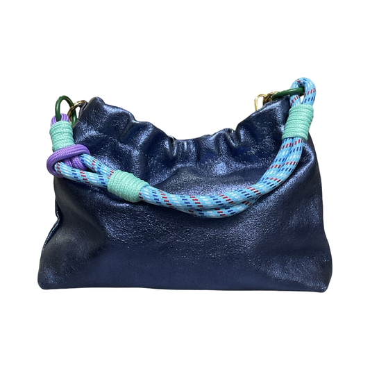 Louisa lee Louisa lee - IRIDESCENT PLEATED LEATHER SHOULDER BAG: BLEU ROY