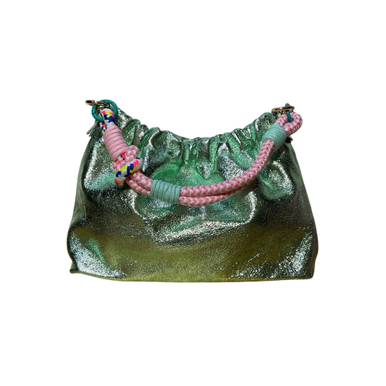 Louisa lee Louisa lee - IRIDESCENT PLEATED LEATHER SHOULDER BAG: LIGHT GREEN