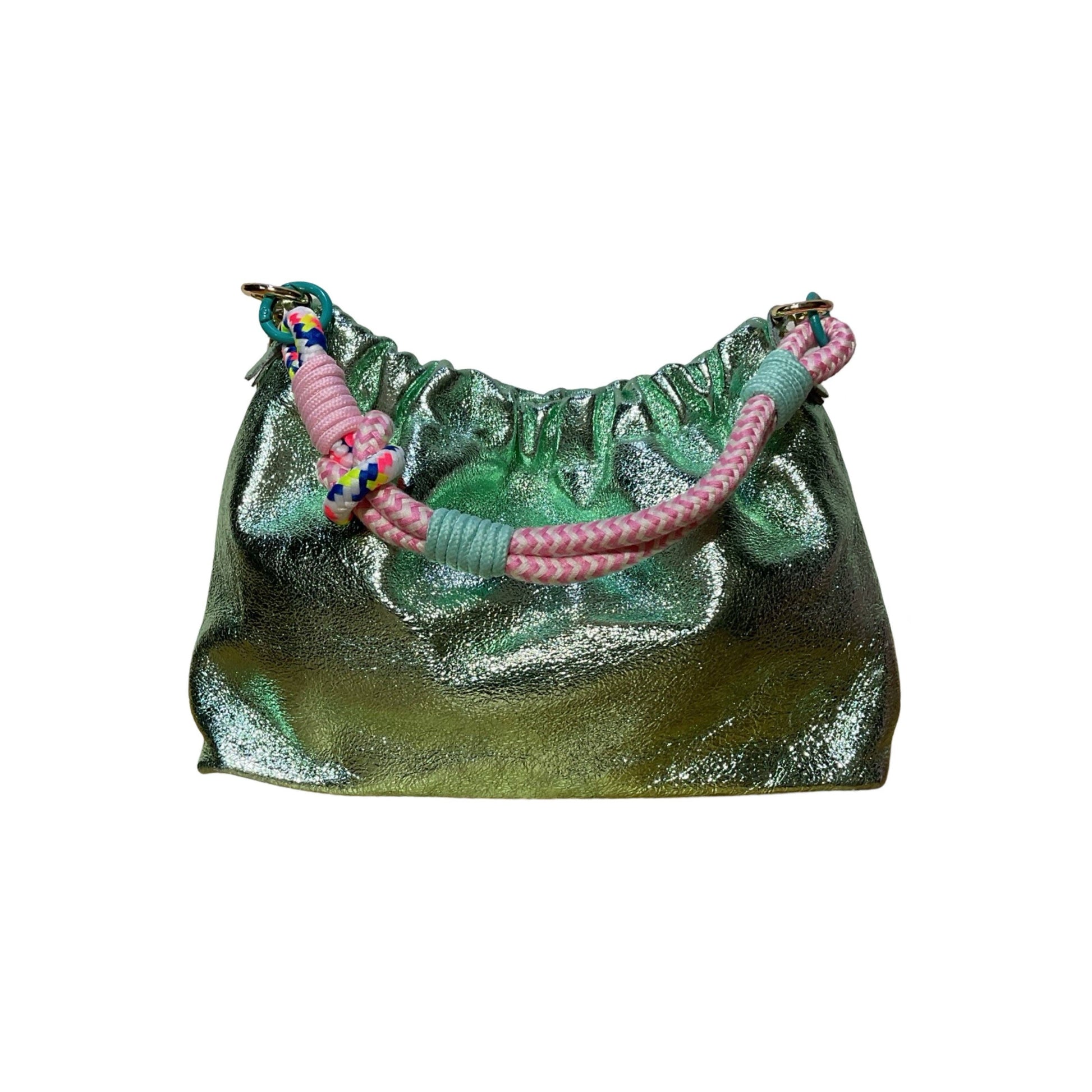 Louisa lee Louisa lee - IRIDESCENT PLEATED LEATHER SHOULDER BAG: LIGHT GREEN