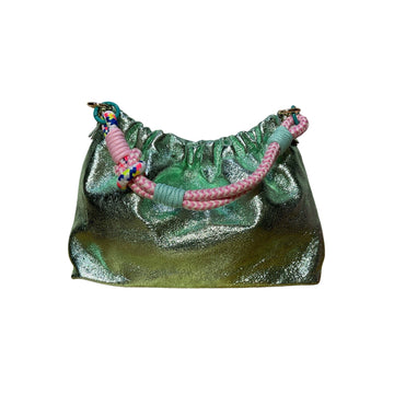 Louisa lee Louisa lee - IRIDESCENT PLEATED LEATHER SHOULDER BAG: LIGHT GREEN