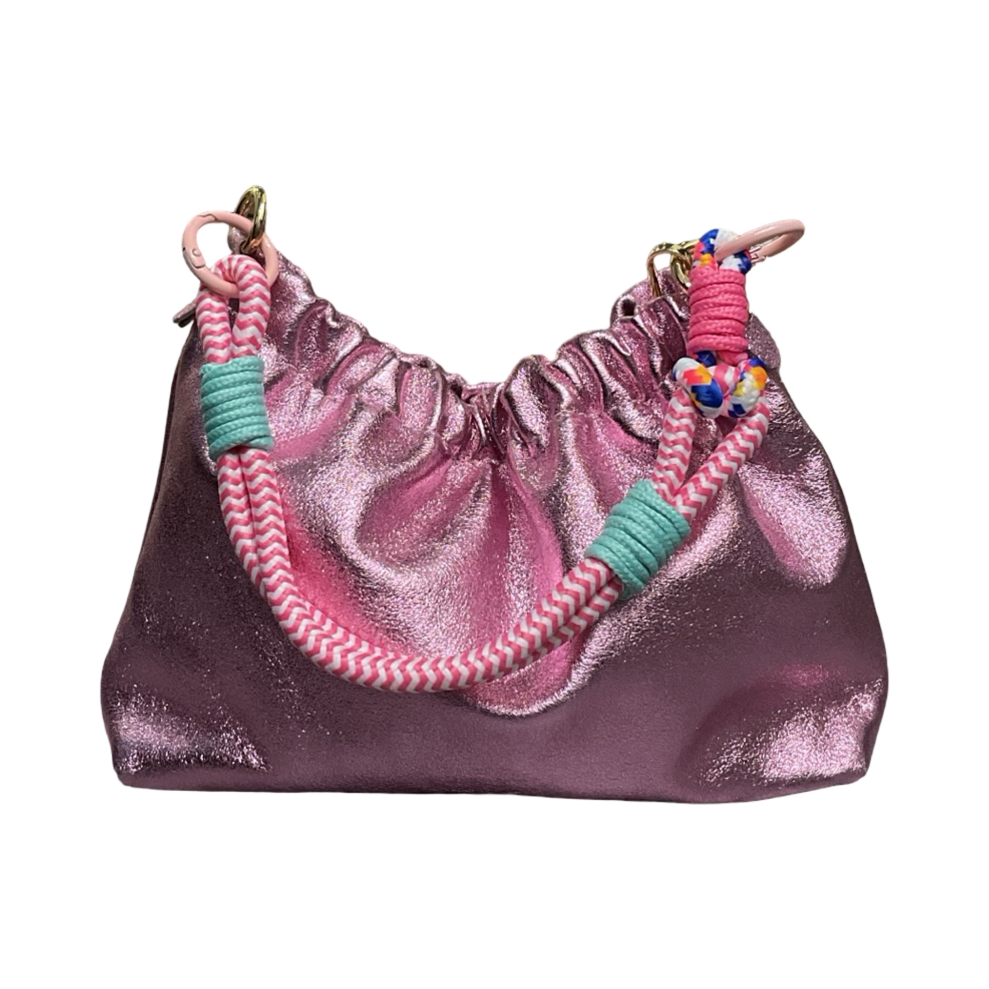 Louisa lee Louisa lee - IRIDESCENT PLEATED LEATHER SHOULDER BAG: ROSE