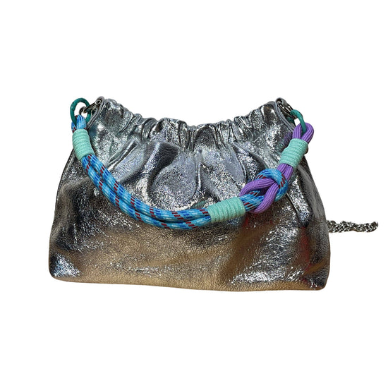 Louisa lee Louisa lee - IRIDESCENT PLEATED LEATHER SHOULDER BAG: SILVER