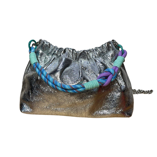 Louisa lee Louisa lee - IRIDESCENT PLEATED LEATHER SHOULDER BAG: SILVER