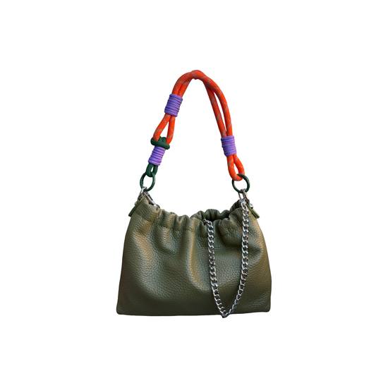 Louisa lee Louisa lee - Plissa S grained leather drawstring bag: KAKI