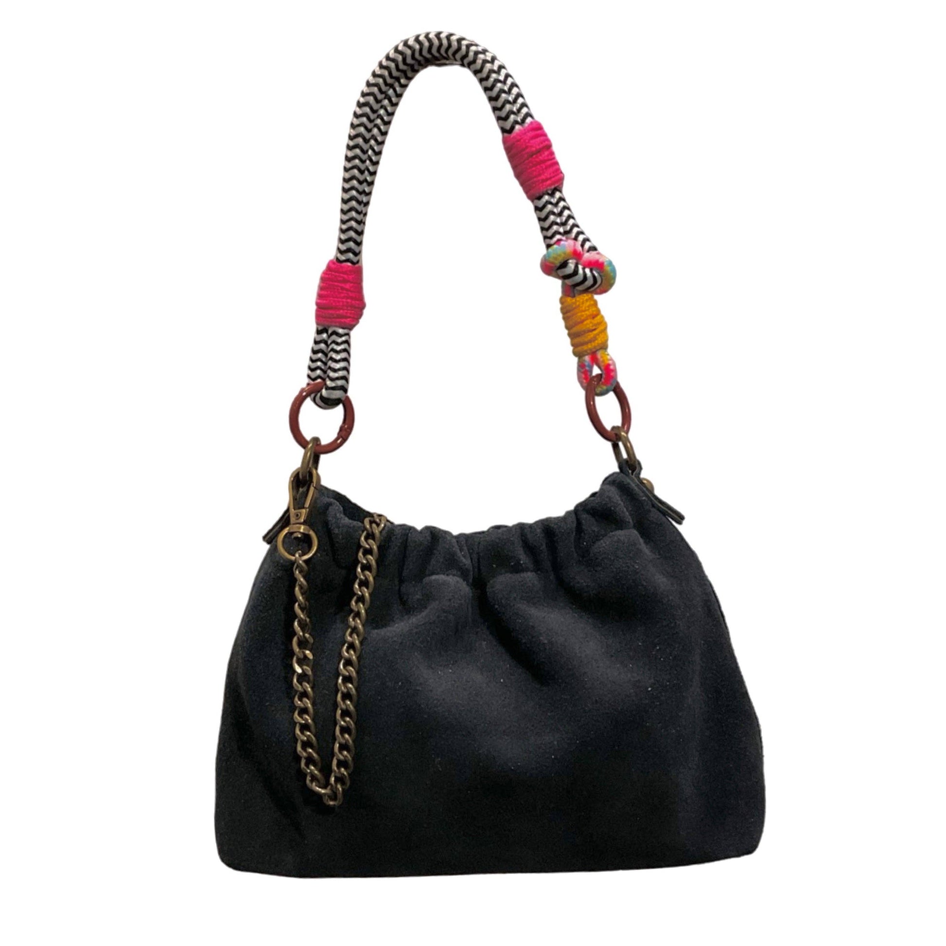 Louisa lee Louisa lee - Plissa S suede leather drawstring bag: BLACK